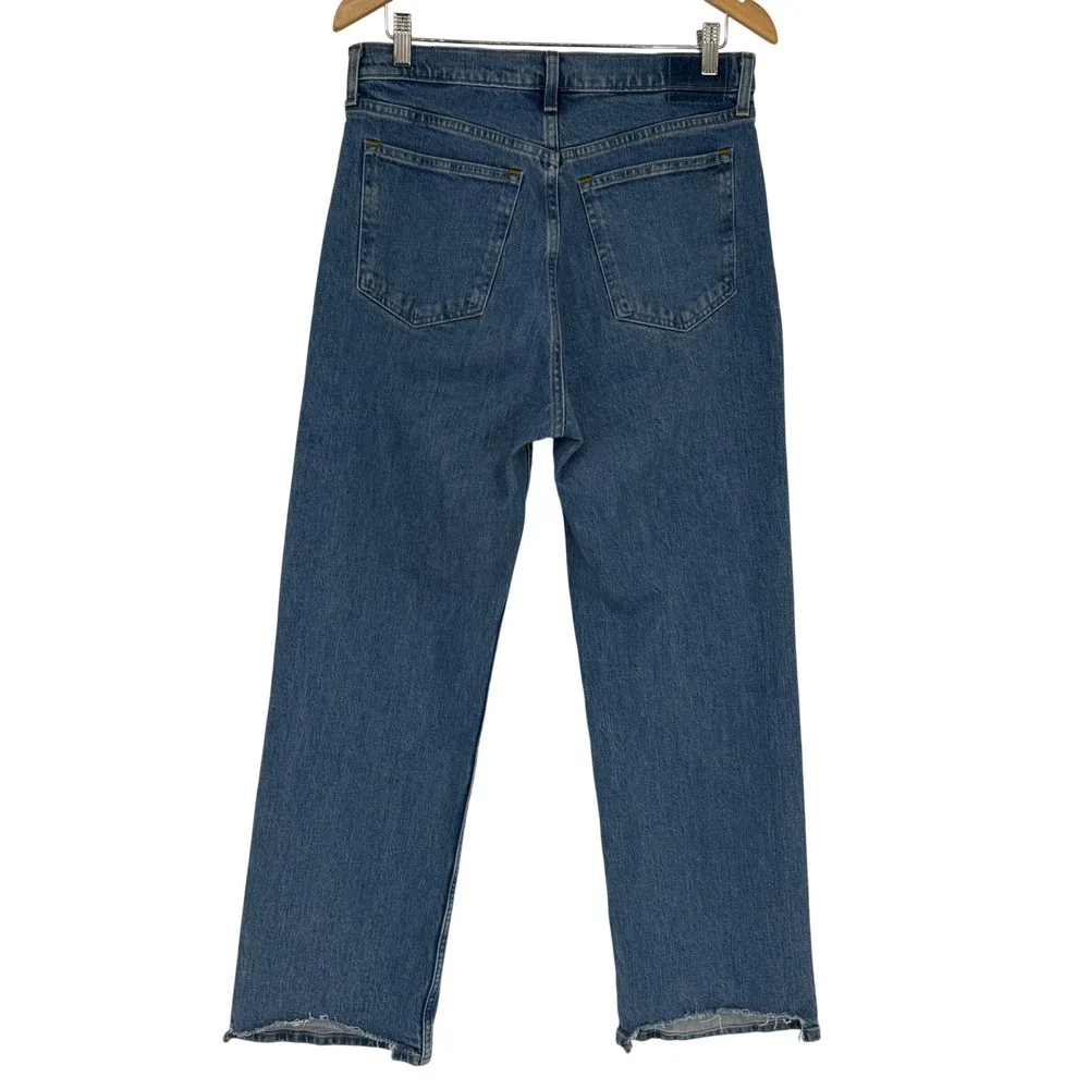 Abercrombie & Fitch The 90s Relaxed Jean High Rise Blue Denim 30 10R Raw Hem